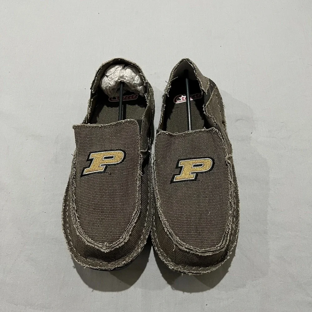 Cruzerz Team Sport Mens Grey Purdue University Logo Slip On Loafer Shoes Size 12